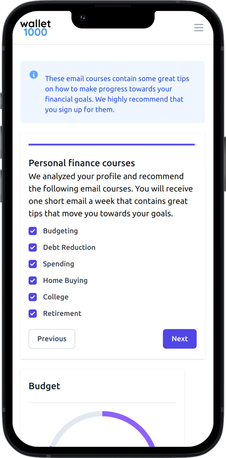 Wallet1000 Personal Finance Email Course Subscriptions Phone