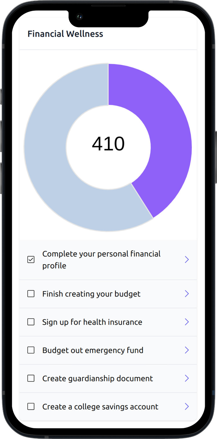 Wallet1000 Financial Wellness Score Phone