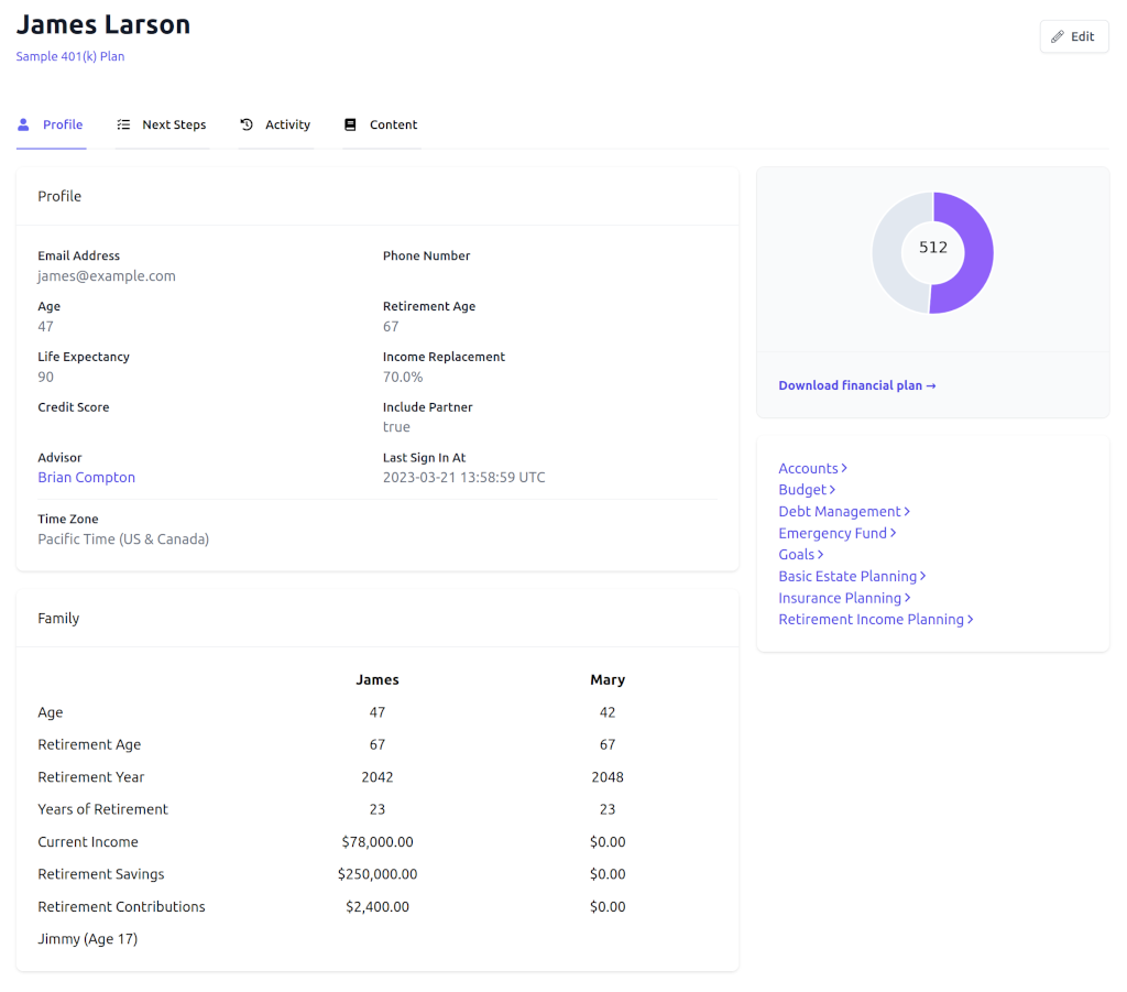 Advisor Dashboard